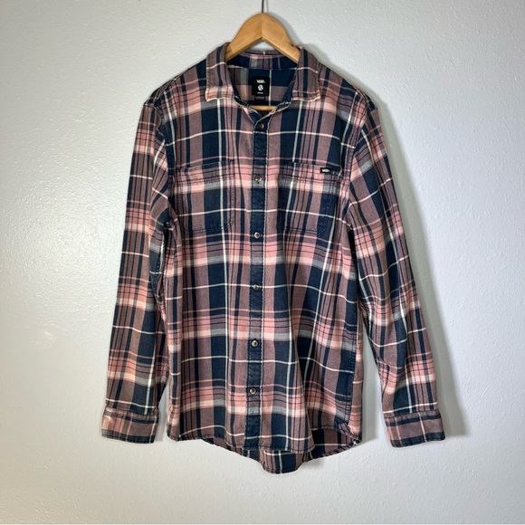 Vans Other - Vans pink navy plaid flannel shirt M cotton Streetwear fall skate core grunge